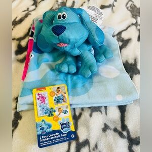 2020 Blues Clues Microfibre Bath Towel/Blue Character Bath Scrubby Buddy - NWT